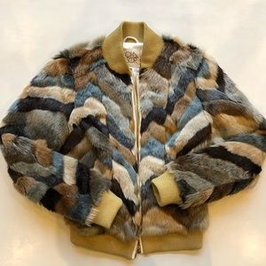 Chaser Chevron Faux Fur Bomber Jacket